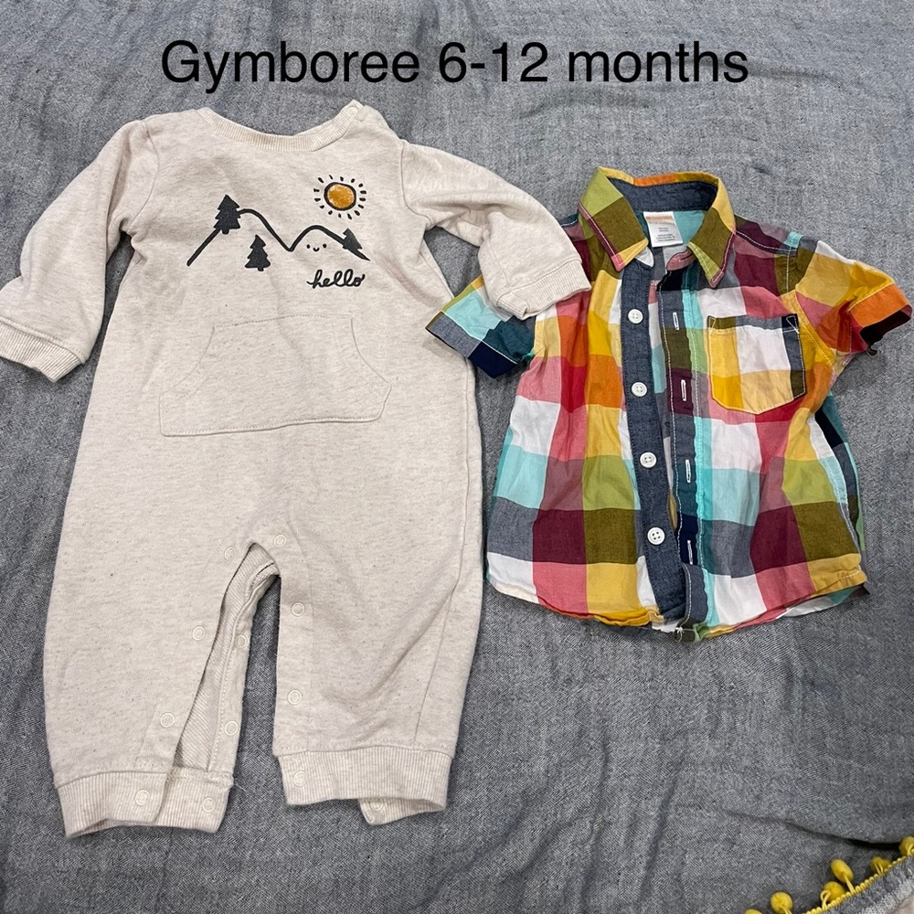 Gymboree sweater jumpsuit and plaid shirt